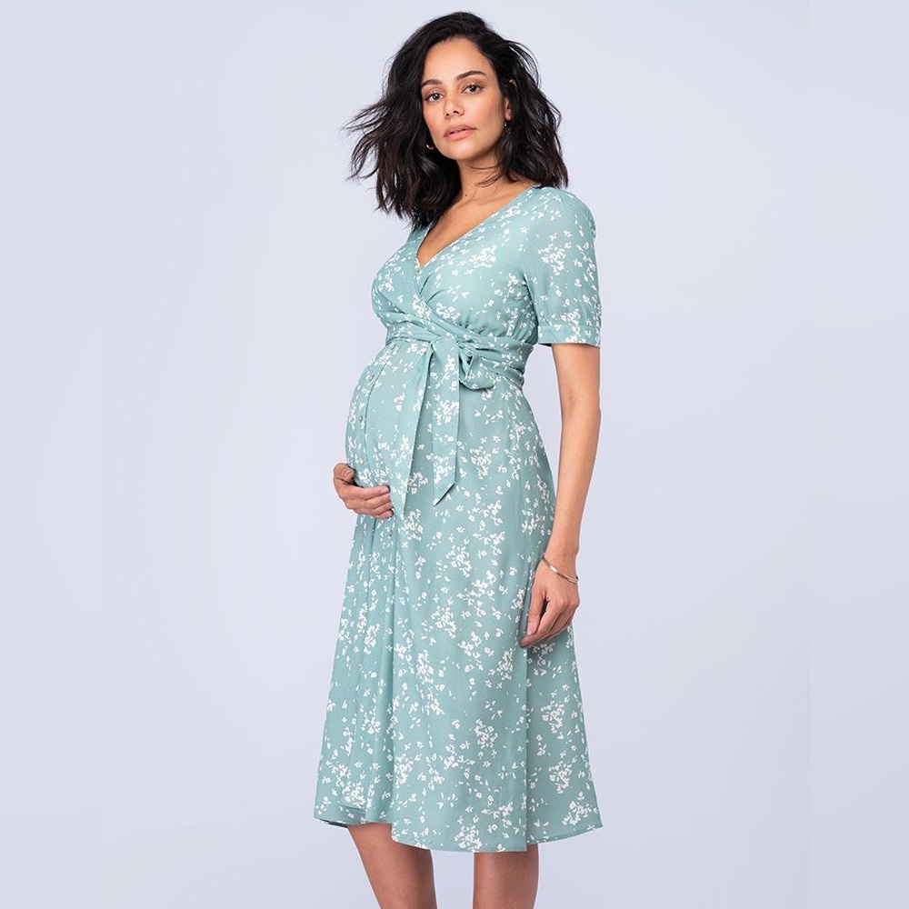 Seraphine Teal Floral Midi Nursing Dress Size 2